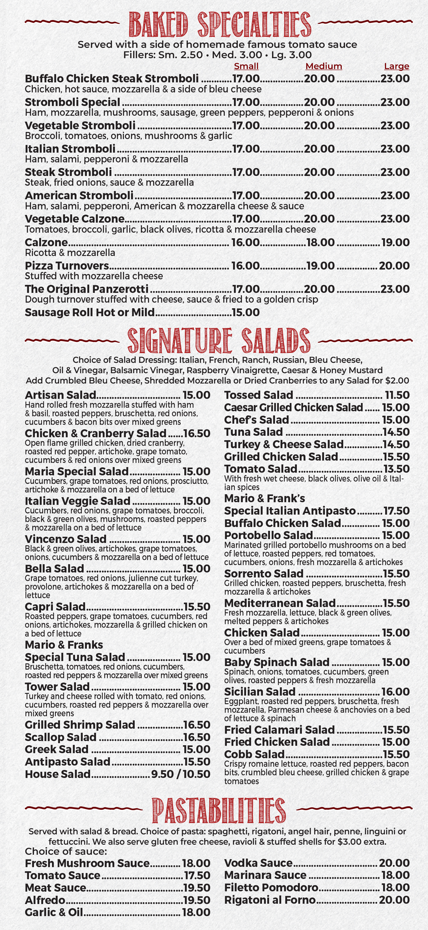 Baked Specialties -  Salads